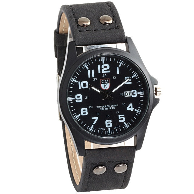 Brand men watch New mans clock Men's Date Leather Strap watches Sport Quartz Military Wristwatch relatio masculine 4 color